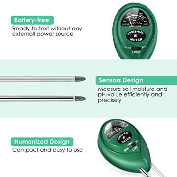 UraaMmyy Soil PH Meter & Moisture Tester for Gardeners