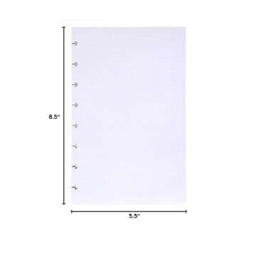 Discette Junior Size Refill Paper, 5.5 x 8.5, Dot Grid, 120gsm, For 8 Discs Discbound Notebook and Journal, White, 200 Sheets, 400 Pages