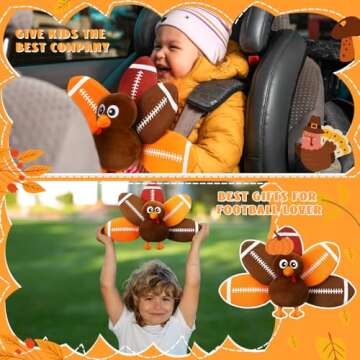 Blueweenly 10 Inch Football Turkey Plush Thanksgiving Fall Plush Fall Decor Soft Holiday Turkey Stuffed Animal Gift Football Gifts for Fall Thanksgiving Football Lover Gifts Goodies Bag Fillers