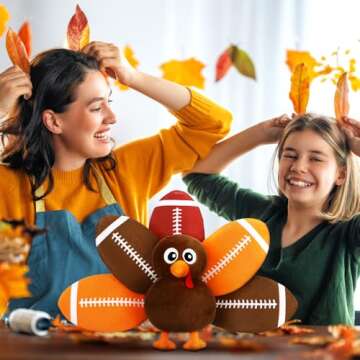 Blueweenly 10 Inch Football Turkey Plush Thanksgiving Fall Plush Fall Decor Soft Holiday Turkey Stuffed Animal Gift Football Gifts for Fall Thanksgiving Football Lover Gifts Goodies Bag Fillers