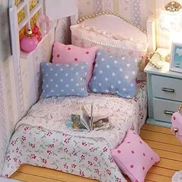 Kisoy Romantic and Cute Dollhouse Miniature DIY House Kit Creative Room Perfect DIY Gift for Friends,Lovers and Families(Gorgeous Dawn)
