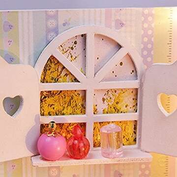 Kisoy Romantic and Cute Dollhouse Miniature DIY House Kit Creative Room Perfect DIY Gift for Friends,Lovers and Families(Gorgeous Dawn)
