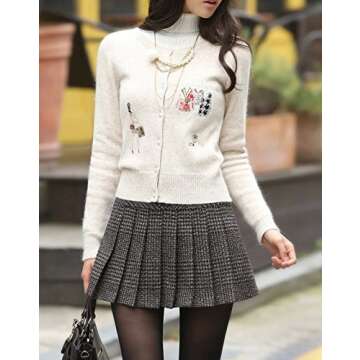 chouyatou Women's Casual Plaid High Waist A-Line Pleated Skirt (X-Large, H344-Gray)