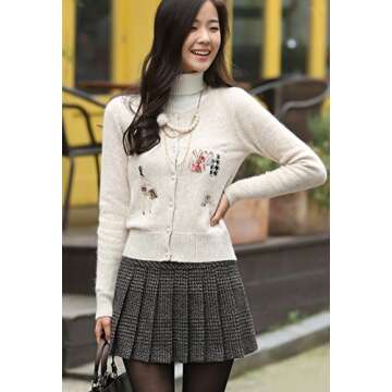 chouyatou Women's Casual Plaid High Waist A-Line Pleated Skirt (X-Large, H344-Gray)