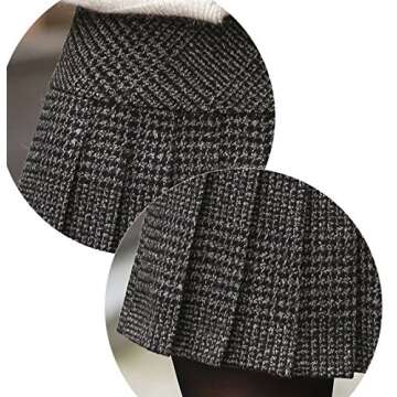 chouyatou Women's Casual Plaid High Waist A-Line Pleated Skirt (X-Large, H344-Gray)