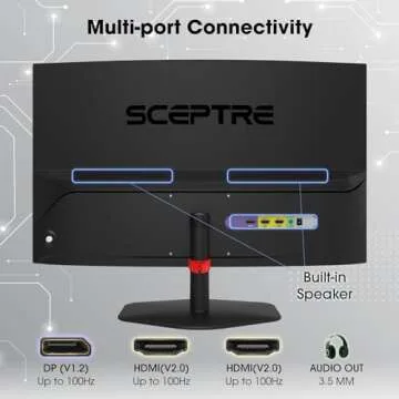 Sceptre Curved 27-inch Gaming Monitor 1500R 100Hz HDMI X2 DisplayPort 1ms 100% sRGB, Build-in Speakers Machine Black 2024 (C275W-FW100T)