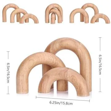 LCCCK 3PCS Wood Knot Arch Sculpture Bookcase Modern Decorative Objects, Neutral Aesthetic Book Shelf...