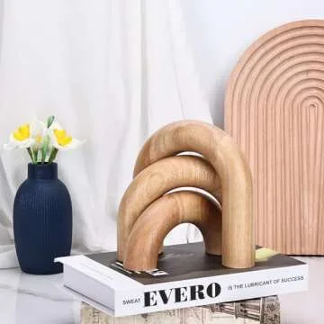 LCCCK Wooden Arch Sculpture Set for Elegant Home Decor