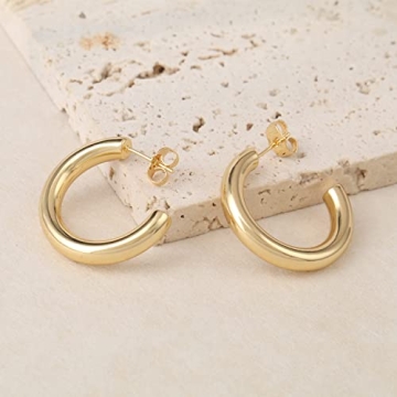 Stylish 14k Gold Plated Huggie Earrings Set for Women