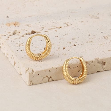 Stylish 14k Gold Plated Huggie Earrings Set for Women