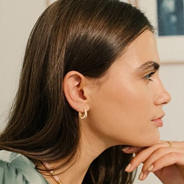 Stylish 14k Gold Plated Huggie Earrings Set for Women