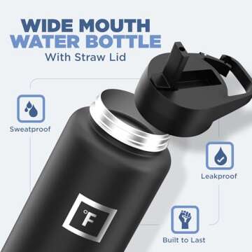 IRON Flask - Insulated Sports Water Bottle with 3 Lids