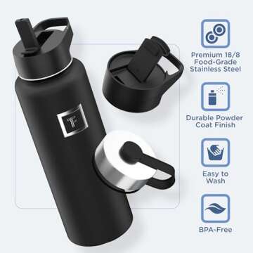 IRON Flask - Insulated Sports Water Bottle with 3 Lids