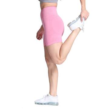 Aoxjox Vital Seamless Biker Shorts for Women High Waist Workout Booty Running Yoga Short 5" (Vital New Pink Marl, Small)