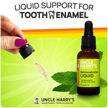 Uncle Harry's Natural & Fluoride-Free Remineralization Liquid for Tooth Enamel - Freshens Breath & S...