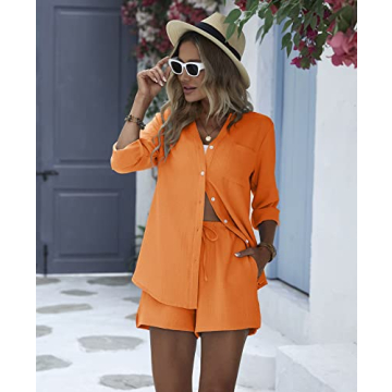 Ekouaer Women Summer 2 Piece Outfits Comfy Tracksuit Shorts Set
