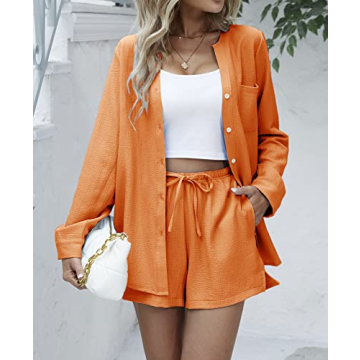 Ekouaer Women Summer 2 Piece Outfits Comfy Tracksuit Shorts Set