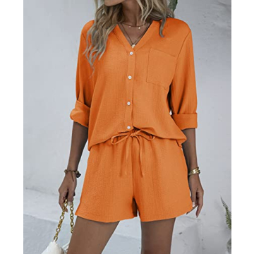 Ekouaer Women Summer 2 Piece Outfits Comfy Tracksuit Shorts Set