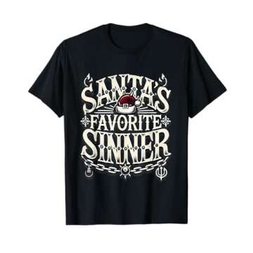 Santa’s Favorite Sinner Gothic Christmas Design T-Shirt
