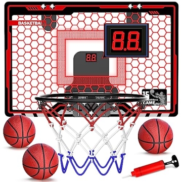 HopeRock Indoor Basketball Hoop for Kids, Over The Door Mini Basketball Hoops, LED Light Mini Hoop w...