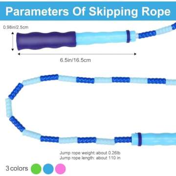 GRAWUN Jump Rope For Kids, Soft Beaded Jump Rope, Adjustable Length Tangle-Free Segmented Soft Beaded Skipping Rope, for Women, Men and Kids Keeping Fit, Workout