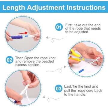 GRAWUN Jump Rope For Kids, Soft Beaded Jump Rope, Adjustable Length Tangle-Free Segmented Soft Beaded Skipping Rope, for Women, Men and Kids Keeping Fit, Workout