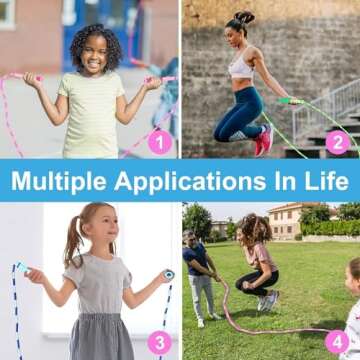 GRAWUN Jump Rope For Kids, Soft Beaded Jump Rope, Adjustable Length Tangle-Free Segmented Soft Beaded Skipping Rope, for Women, Men and Kids Keeping Fit, Workout