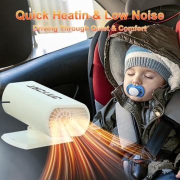 Car Heater, Car Heaters for Vehicle, Car Defroster Windshield Heater, Portable Car Heater, 12v Heater 200W, 2 Types of Brackets, Car Heater that Plugs into Cigarette Lighter, Car Defroster
