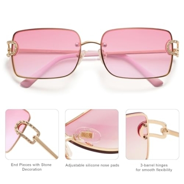 SOJOS Vintage Rectangle Sunglasses for Women Trendy Y2K Shades