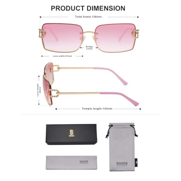 SOJOS Vintage Rectangle Sunglasses for Women Trendy Y2K Shades