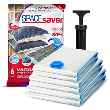 Spacesaver Space Bags Vacuum Storage Bags Save 80% on Storage Space, Variety 6 Pack - Vacuum Seal Ba...