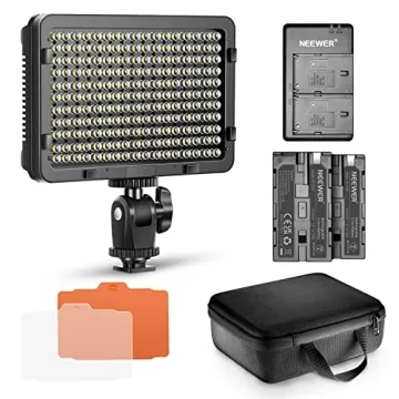 NEEWER Dimmable 176 LED Video Light Lighting Kit: Portable LED Panel with Filters and Batteries for ...