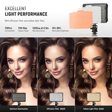 NEEWER Dimmable 176 LED Video Light Kit for Stunning Shots