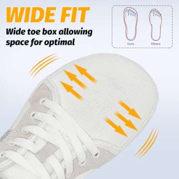 Womens Fashion Minimalist Sneakers Barefoot Wide Width Toe Box Shoes Zero Drop Soft Walking Tennis Road Running Athletic Breathable Lace Up Casual Comfortable Loafer Golf Workout Daily Drving Travel