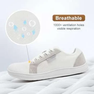 Womens Fashion Minimalist Sneakers Barefoot Wide Width Toe Box Shoes Zero Drop Soft Walking Tennis Road Running Athletic Breathable Lace Up Casual Comfortable Loafer Golf Workout Daily Drving Travel
