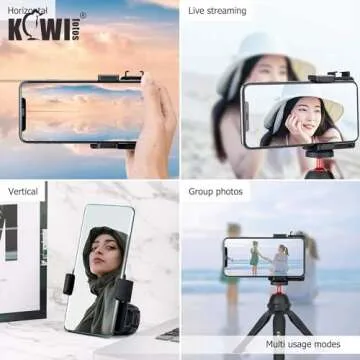 KIWIFOTOS Phone Camera Grip Handle Holder Phone Tripod Mount with Detachable Remote Shutter & Cold Shoe Adapter for iPhone 14 15 16 Pro Max Samsung Smartphone Selfie Vlog Video Shooting, Black