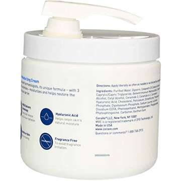 CeraVe Moisturizing Cream | 16 Ounce with Pump | Daily Face and Body Moisturizer for Dry Skin (Pack of 2)