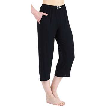 Pajama Heaven Women's Bamboo Jersey V-Neck and Capri Pant Pajama Set, Pajama Set - Black, Large