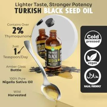 MAJU Black Seed Oil - 3 Times Thymoquinone, Cold-Pressed, 100% Turkish Black Cumin Seed Oil, Liquid Pure Blackseed Oil, Glass Bottle, 8 oz