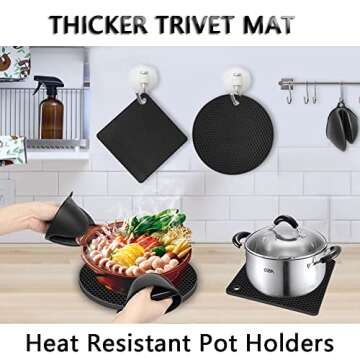 Silicone Trivet Mats - Heat Resistant Pot Holders - 4 Pack