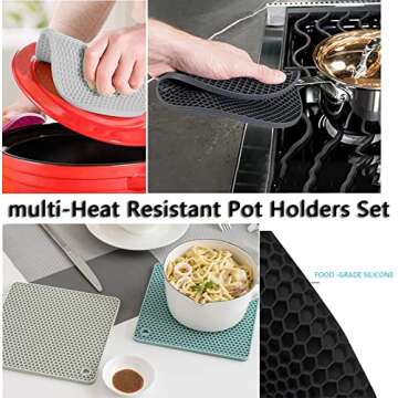 Silicone Trivet Mats - Heat Resistant Pot Holders - 4 Pack