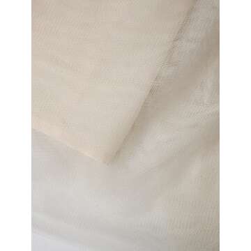 PERSUN Women's Tulle Skirt High Waisted A Line Ballet Layered Pleated Midi Skirt,Beige,Small