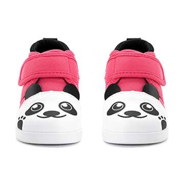 ikiki Squeaky Shoes for Toddlers Little Kids (Panda Bear, Dark Pink, Size 6)