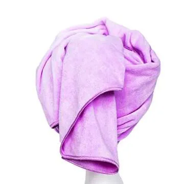 TANCANO Microfiber Hair Towel Anti Frizz Hair Wrap Super Absorbent Curly Hair Drying Towel 23.6''x47'' Large Multifunction Towel for Bath Spa Makeup, Light Purple