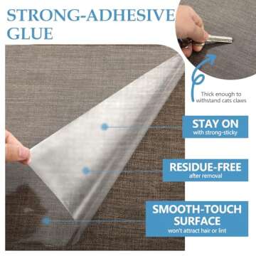 ZAHAT Cat Scratch Furniture Protector 157" L x 15" W – Couch Protector from Cat Claws, Durable Anti-Scratch Sofa Covers for Pets, Protect Furniture from Damage – Easy to Install and Clean
