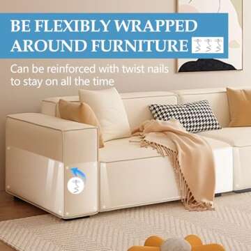 ZAHAT Cat Scratch Furniture Protector 157" L x 15" W – Couch Protector from Cat Claws, Durable Anti-Scratch Sofa Covers for Pets, Protect Furniture from Damage – Easy to Install and Clean