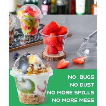 Aatriet 9 oz Clear Plastic Cups with Domes - 25 Sets Dessert Cups with Lids (NO HOLE), Crystal PET Parfait Cups, Disposable Party Cups for Fruit/Ice Cream/Cupcake/Iced Cold Drinks