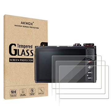 AKWOX 3-Pack Tempered Glass Screen Protector for Canon G7X Mark II G9X G9XII G7X G5X with 9H Protect...