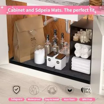 Sdpeia Under Sink Mat for Kitchen Cabinets - Waterproof Protection
