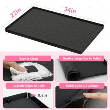 Sdpeia Under Sink Mat for [34" x 22"] Cabinet, Upgraded Silicone Waterproof Mat Kitchen Cabinet Liner Cabinet Protector Kitchen Organizers and Storage